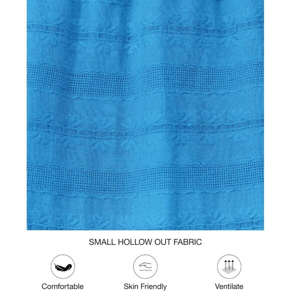 Women Brilliant Blue Long Sleeve V Neck Elastic Waist Maxi Dress With Pockets - Picture 5 of 8